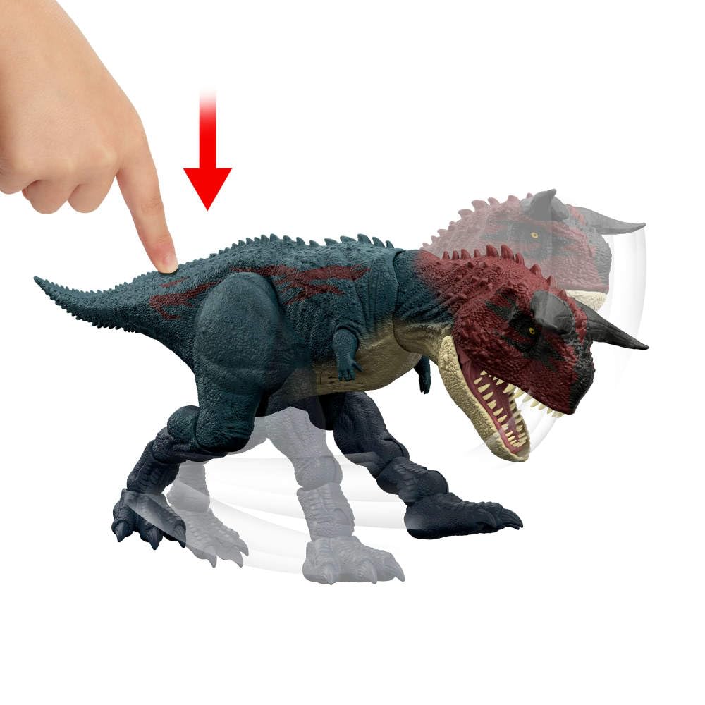 Mattel Jurassic World Dinosaur Action Figure, Running & Biting Carnotaurus with Roar Sounds, Charge N Chomp, Digital Play