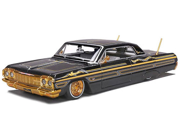 1964 SS Lowrider Black Metallic with Gold Graphics and Gray Interior Lowriders Series 1/26 Diecast Model Car 32547-BK