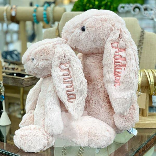 shiguangji Embroidered Plush Bunny with Child's Name - Personalized Long Ear Bunny for Baby Gift, Stuffed Animal,Custom Perfect Keepsake