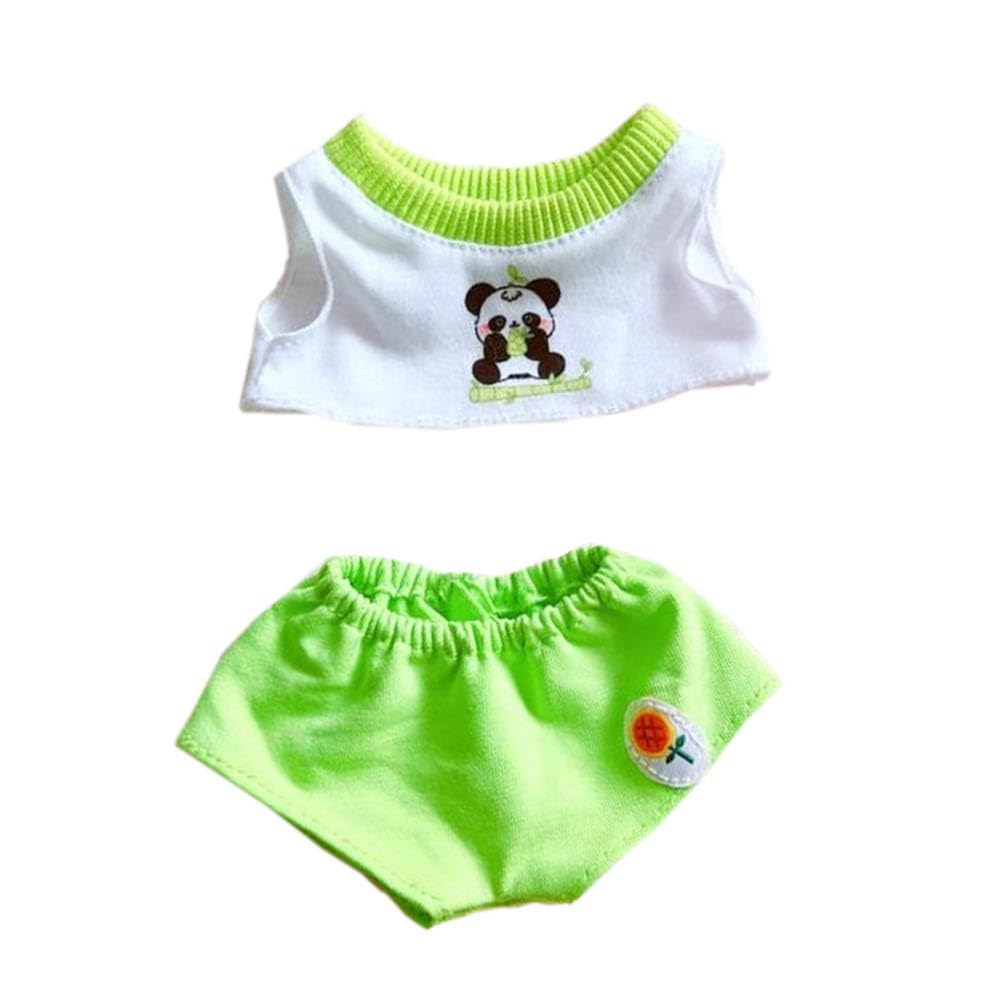 niannyyhouse 20cm Plush Doll Clothes Short Vest T-Shirt Pants 8in Soft Stuffed Plush Toy Dress Up Accessories (Green)