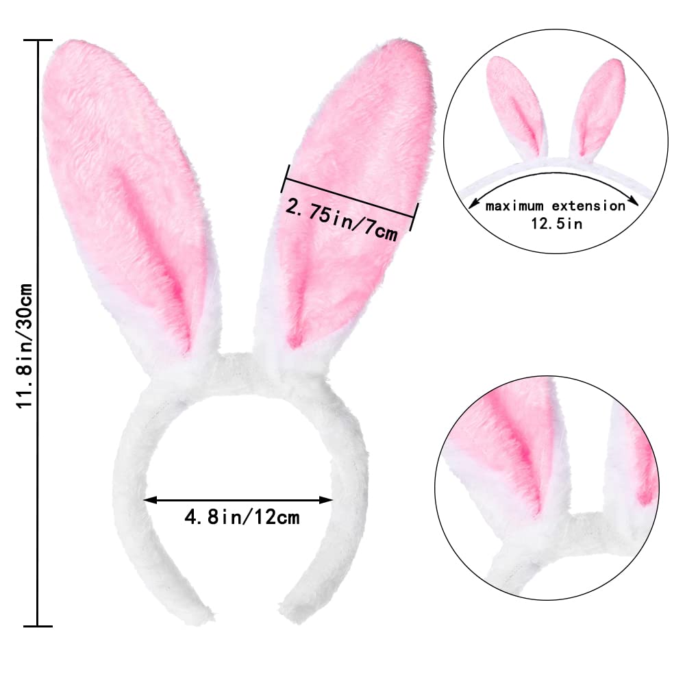 YUJUN 6PCS Plush Bunny Ears Headband, Easter Multi-Color Cute Rabbits Ears Hairbands for Easter Kids Game and Easter Party Favors