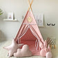 RONGFA Kids Teepee Tent with White Pom Pom - Indoor Play Teepee for Children Boys Portable Play House (Pink)