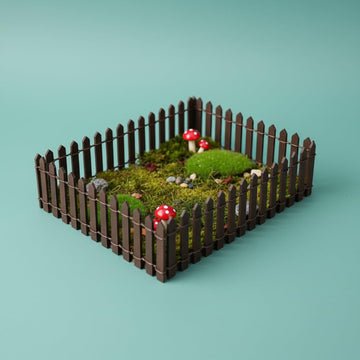 35 Inches Brown Mini Fairy Garden Fence, Micro Landscape Miniature Ornaments for Dollhouse, Crafts, Diorama Project, Plant Pot DIY