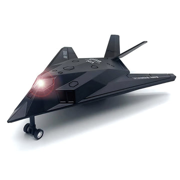 Diecast Stealth Fighter Jet Metal Military Airplane Toy - 1:400 Scale Alloy Model Tactical Aircraft with Pullback Action, Lights and Sound