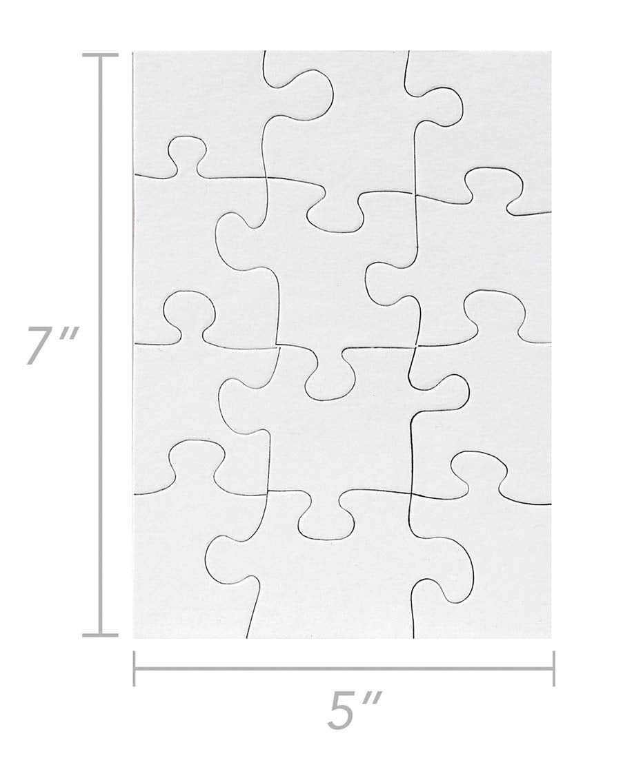 Hygloss 6 Blank Jigsaw Puzzles with Envelopes - 5 x 7 Inch, 12 Pieces Each - DYI Party invites, Perfect for Decorating, Kids' Activities, Arts