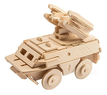 Hands Craft DIY 3D Wooden Puzzle - Assembly Anti-Aircraft Missile Building Kit Brain Teaser Puzzles Educational STEM Toy Adults and Kids to Build Safe