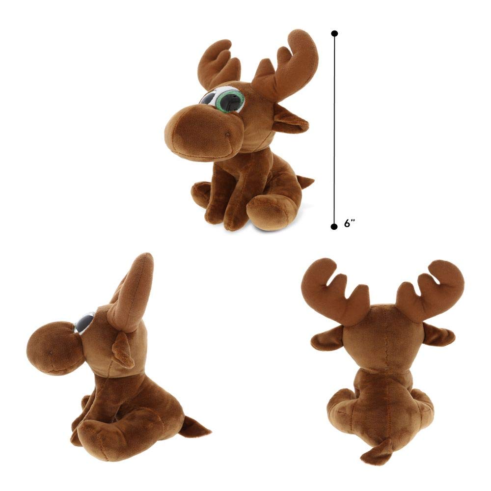DolliBu Sparkling Big Eye Plush Stuffed Animal Teddy Bear - Cute Soft Woodland Security Toy Pal - Plushie Cuddle Buddy Bedtime Friend - Small Moose