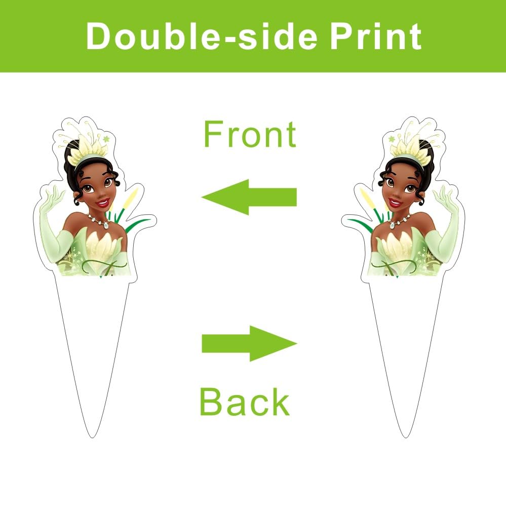 25Pcs Princess Frog Cake Decorations with 24pcs Cupcake Toppers 1pcs Cake Topper for Tiana Birthday Party Supplies