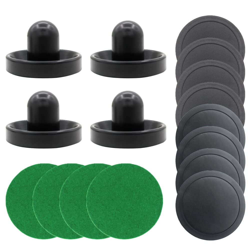 BQSPT Air Hockey Pucks and Paddles,Black Air Hockey Puck Pusher,Goal Handles Paddles Replacement Accessories for Game Tables (4 Striker 96mm