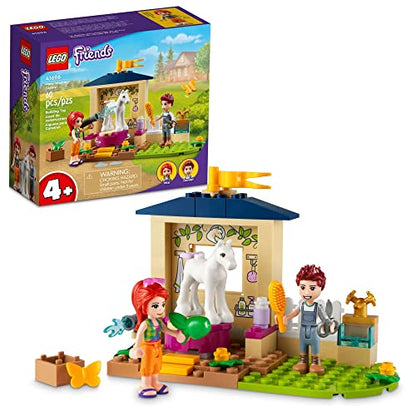 LEGO Friends Pony-Washing Stable 41696 Horse Toy with Mia Mini- Doll, Farm Animal Care Set, Gift Idea for Kids, Girls and Boys 4 Plus Years Old