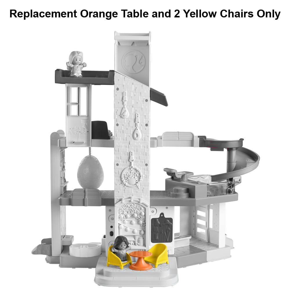 Replacement Parts for Fisher-Price Little People Figure Playset HCF61 - Inspired by Barbie Dreamhouse - Includes an Orange Table and 2 Yellow Chairs