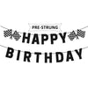 Pre-Strung Race Car Happy Birthday Banner, Race Cars Party Birthday Decorations for Boy, Black Racing Themed Birthday Party Decorations, Let’s Go
