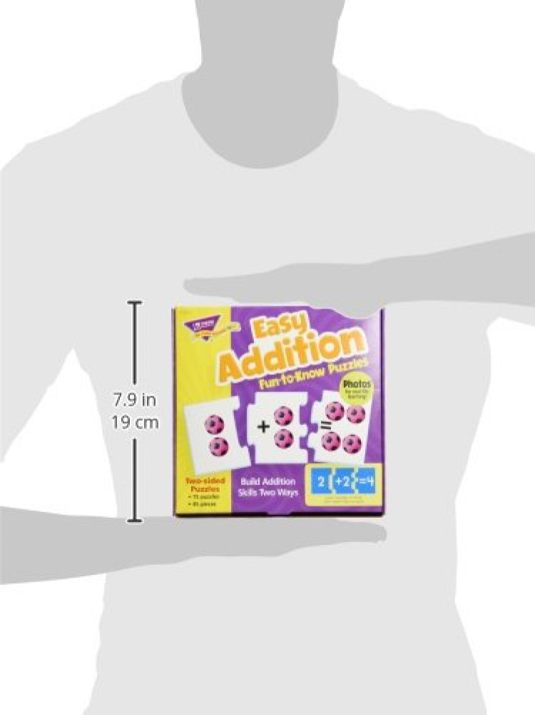 TREND ENTERPRISES: Fun-to-Know Puzzles: Easy Addition, Learn to Add & Solve Basic Equations, 15 Three-Piece Two-Sided Puzzles, Self-Checking, 30