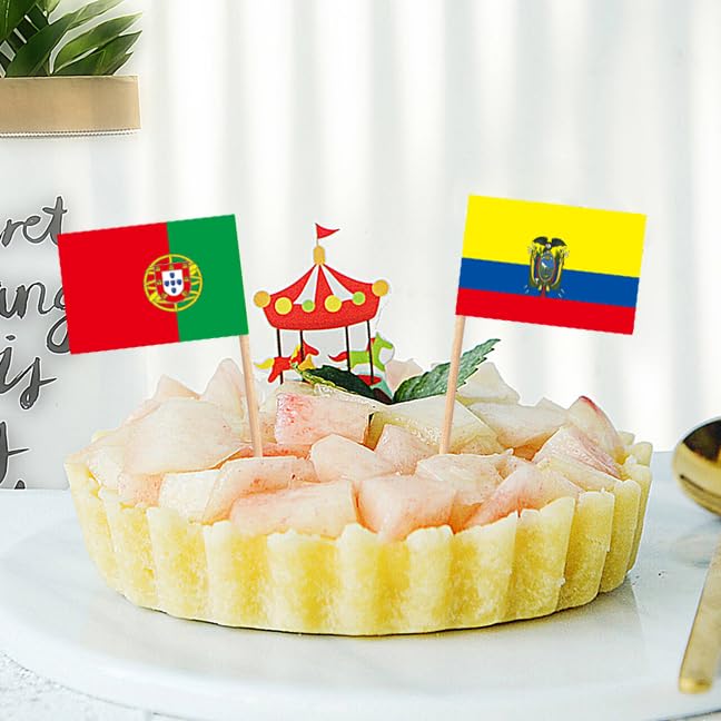ZXvZYT 48 Country Flag 2026 Patriotic National Soccer Toothpick Flags,Small Mini Countries World Cupcake Toppers Stick flags - Soccer Party Cocktail