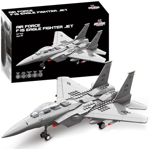 Apostrophe Games Fighter Jet Building Block Set - 227-Pcs F-15 Eagle Fighter Toys Set - Plane for Kids Older Than 10 and Adults - Compatible with All