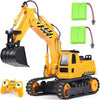 DOUBLE E Remote Control Excavator Toy, 2*Batteries 2.4GHz RC Excavator, 6-in-1 Digging/360° Rotation, 20M Range Sandbox Construction Toys Birthday