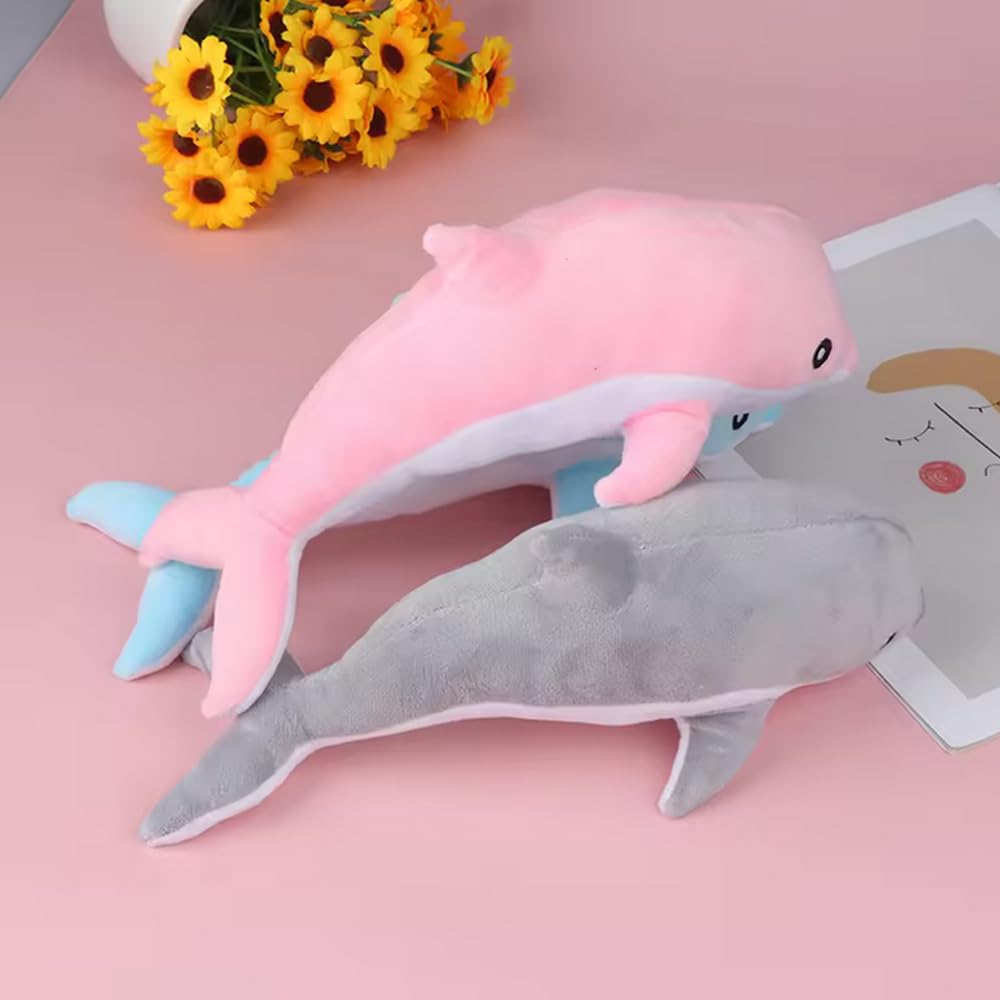 GracesDawn 3 Pieces, Dolphin Filled Animal Plush Pillow, Super Soft Doll, Ocean Animal Plush Toy for Boys and Girls as a Sleeping mat Gift, (Blue