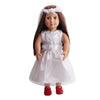 TianBo 1 Set Quality Handmade 18 Inch Doll White Bride Wedding Dress with Headband for 18 Inch Dolls Party Gown Dress Clothes Outfits and Hair