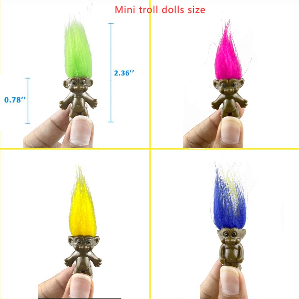 Yintlilocn 10PCS 1.2" Black PVC Vintage Lucky Troll Dolls,Mini Trolls Doll