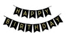 Fecedy Black Happy Birthday Bunting Banner with Shiny Gold Letters Pre-Strung No DIY for Birthday Party Decorations (Black)