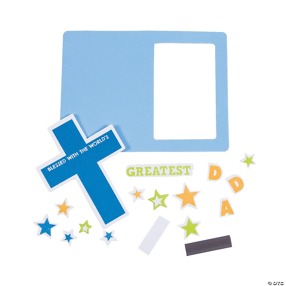 Fun Express Religious Father‘s Day Picture Frame Magnet Craft Kit - Makes 12 - DIY Craft Gifts for Kids, Sunday School Activities