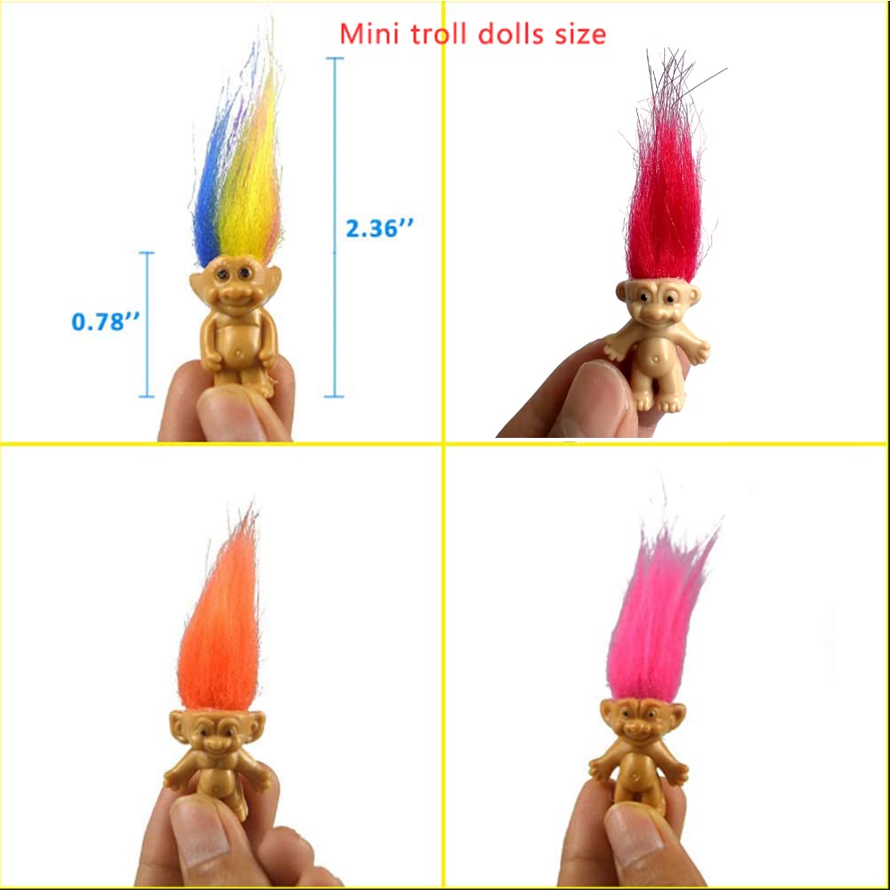 Yintlilocn 10pcs 1.2" Mini troll Dolls, Assorted Hair Colors Lucky trolls