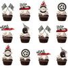 24 PCS Hot Cars Cupcake Toppers Race Car Cake Decorations Checkered Theme Cake Decoration for Boy Girl Baby Shower Birthday Party Cake Decors Supplies