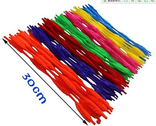 Caryko Fuzzy Bump Chenille Stems Pipe Cleaners, Pack of 100 (Red)