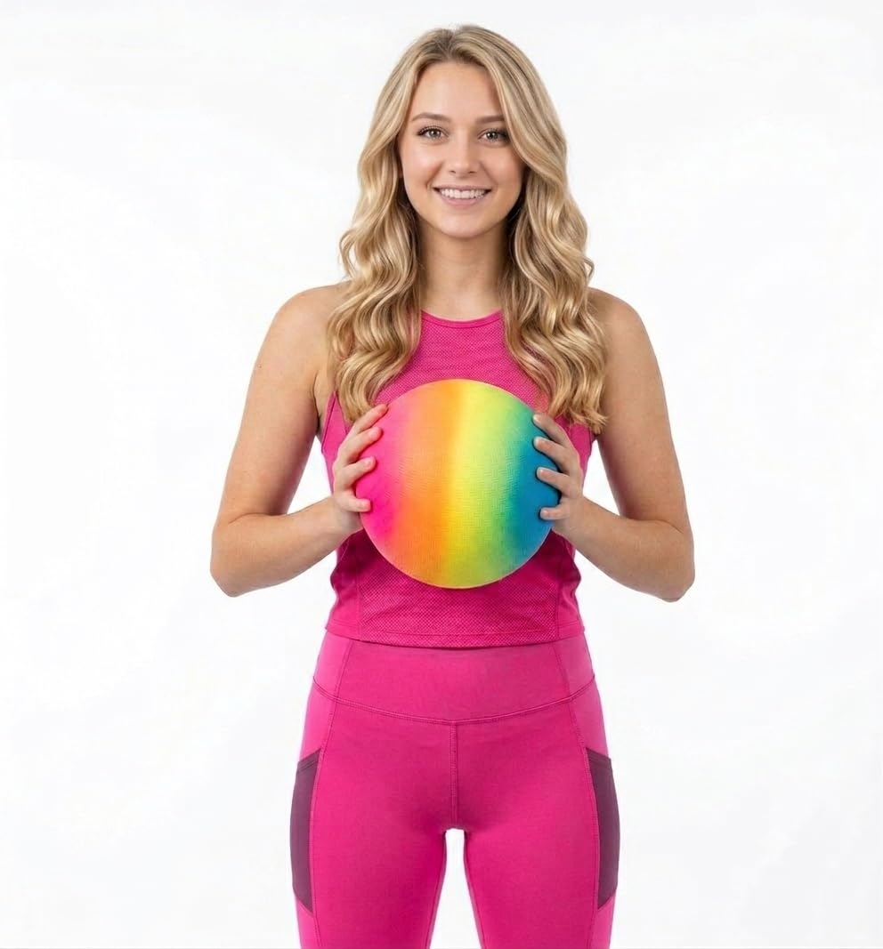 Zugar Land Neon Rainbow Playground Kickball 8 Inch Soft (2 Balls) Rubber