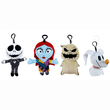 Wondapop Disney The Nighmare Before Christmas 6" Plush Clip Figures, Halloween Decoration Featuring Jack Skellington, Sally, Oogie and Zero, Pack of 4