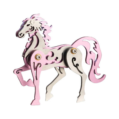 Mokrdomain Horse Zodiac 3D Metal Puzzle, Pink