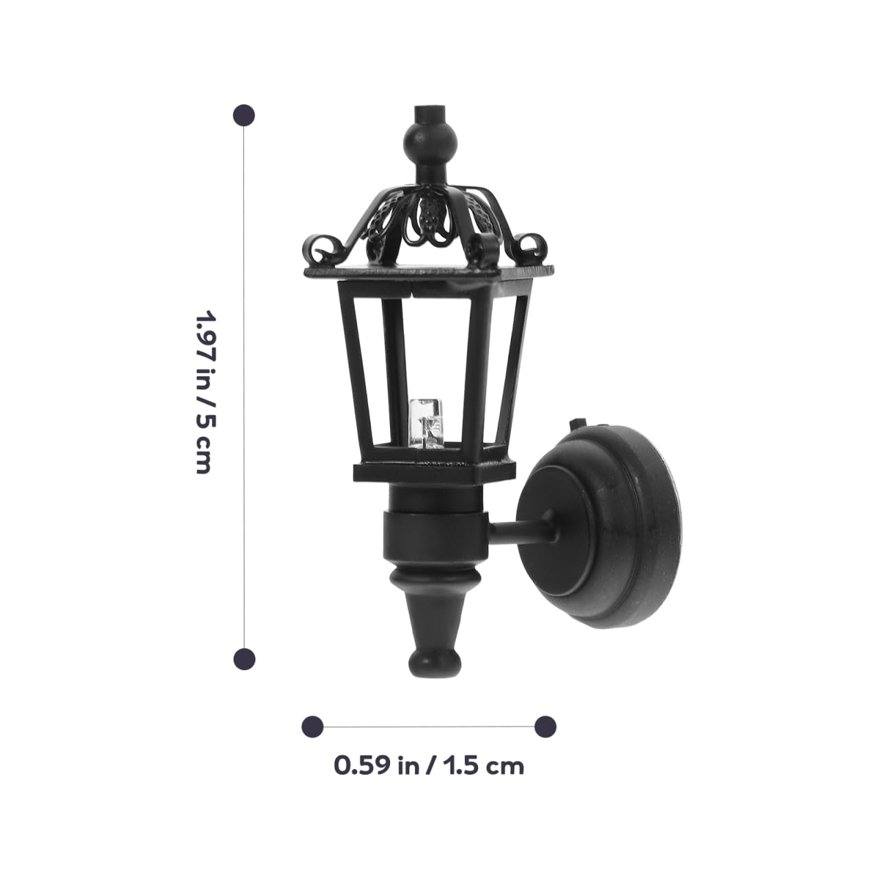 Leorx Vintage DIY Dollhouse 1 12 Dollhouse Miniature LED Wall Light Lamp (Black)
