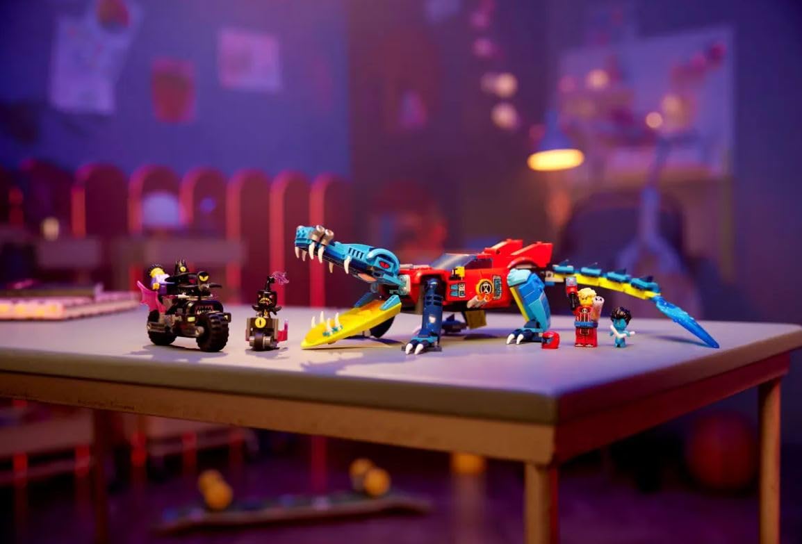 Lego 71458 DREAMZzz Crocodile Car Toy 2-in-1 Build a Dream Monster Truck or Car with Cooper, Jayden and Night Hunter, Gift for Kids, Boys and Girls