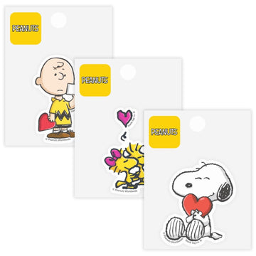 Peanuts® (Snoopy) Heartfelt 3-Pack Sticker Bundle - Waterproof Stickers for Water Bottles and Laptops, Gift for Her