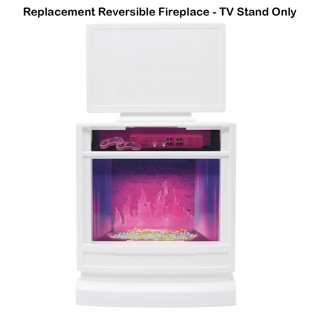 Replacement Part for Barbie Doll Dreamhouse Doll House Playset HMX10 - Replacement White Reversible Fireplace - TV - Gaming Stand and Buffet - Stereo