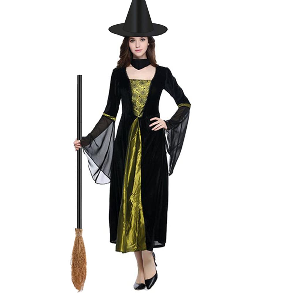 Minelife 4 Pieces Halloween Witch Broom Hat Set, Plastic Witch Broomstick Cosplay Broom Props Halloween Witch Hats for Party Favor