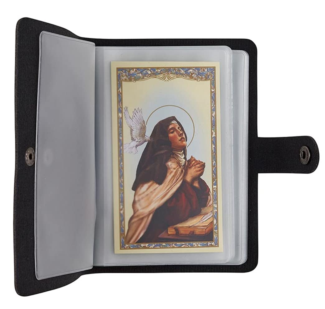 PFKink Holy Card Holder Carrying Case for Adults, Unisex, Faux Leather, Up to 40 Cards, Black, Snap Closure