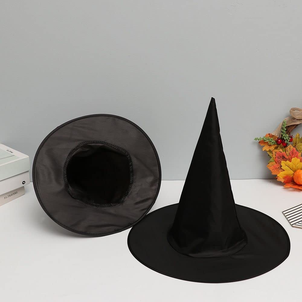 LKQBBSZ 3 Pack Black Wizard Hats Hanging, Halloween Black Witch Hat Witch Cap Costume Accessory for Halloween Christmas Party
