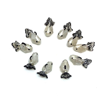 An_Shop 10pcs Artificial Animal Accessories Clay Goldfish Packs Miniature Figurine Mini Decorative for DIY Ornament Craft DIY Dollhouse Silver Pearl