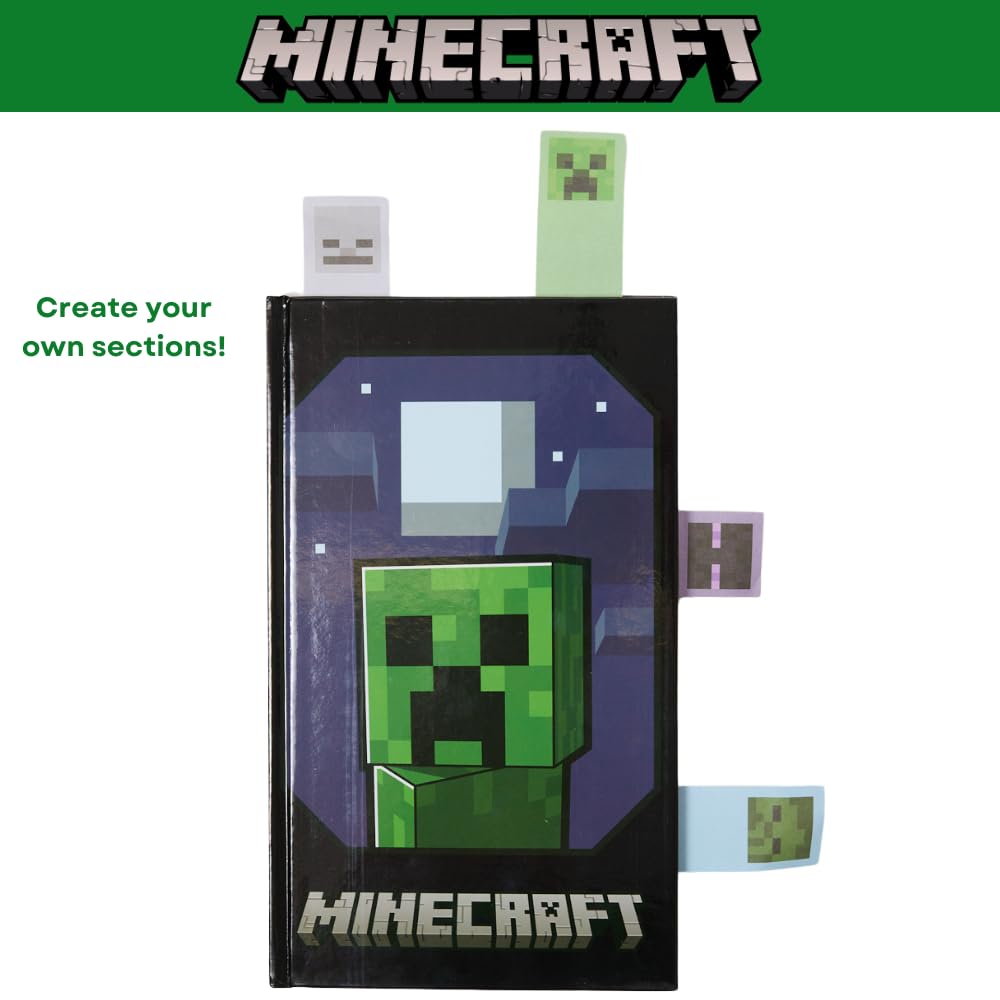 Innovative Designs Minecraft Stationery Set for Kids, Minecraft Journal, Stickers, Ballpoint Pen, Sticky Tabs, 60 Lined Pages