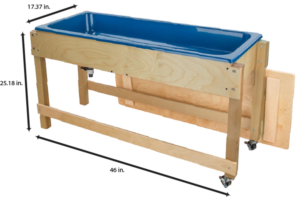 GREENGUARD Gold Certified Sand and Water Activity Table for Kids, Birch Plywood Classroom Sensory Play Table with Plastic Tub, Locking Casters