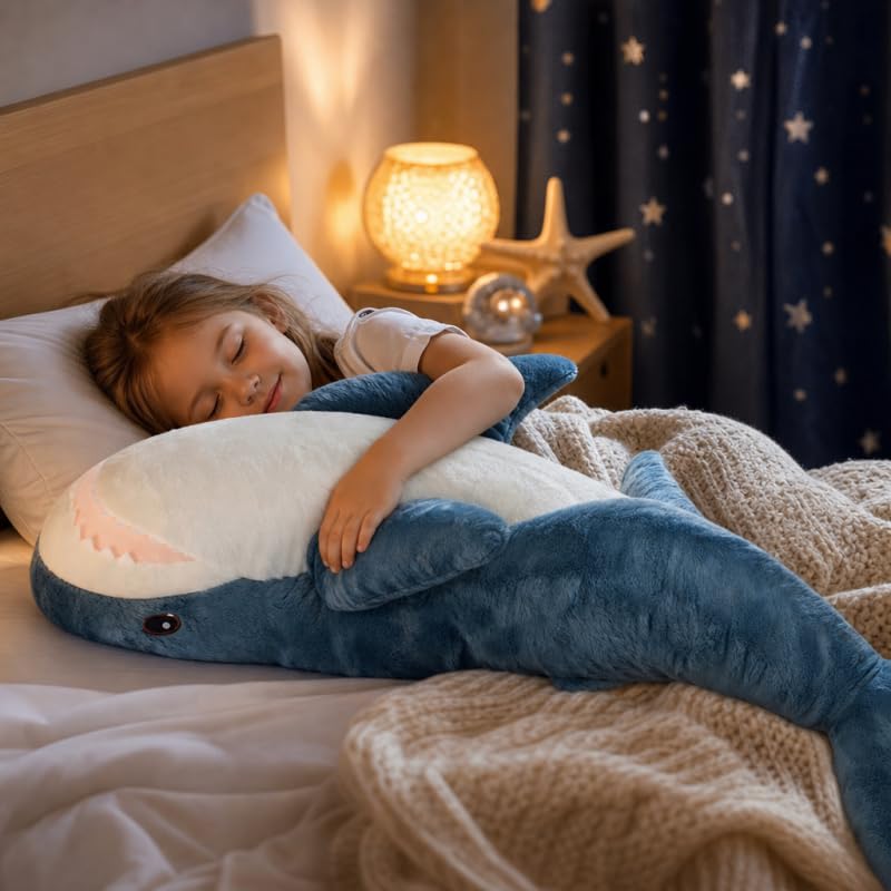 XIGUI 39.5 Inch SharkPlush Toy Pillow,Giant Shark Stuffed Animal,Soft Shark Pillow Cushion Shark Plush Pillow Chubby Stuffed Shark Toy,for Home Room