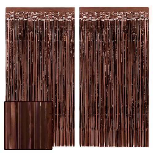 xo, Fetti 2pk Brown Party Curtain | Espresso Martini Fringe Birthday Decor