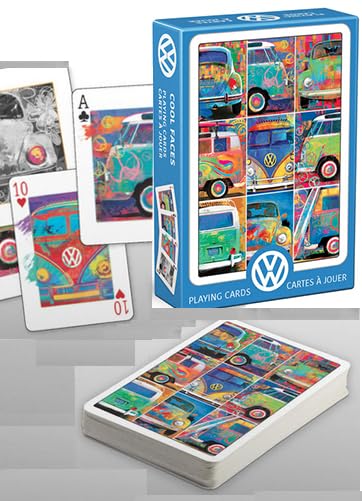 EuroGraphics Volkswagen Cool Faces Playing Cards, 54 Card Deck, with 54 Colored Images and Casino-Quality Finish, Collectible Art VW Bus Series