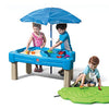 Step2 Cascading Cove Sand and Water Table, Kids Activity Sensory Playset, Comes with Umbrella, Summer Outdoor Toys, 7 Piece Toy Accessories,