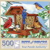 Bits and Pieces - 500 Piece Jigsaw Puzzle for Adults - Winter Birdfeeder - Bird Tree Snow Feeder Jigsaw Puzzle by Artist Greg Giordano, Completed