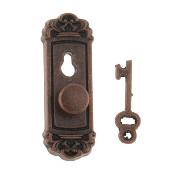Dovewill 1/12 Scale Dolls House Miniature Handle key Set Door Knob Fittings 2 Pieces