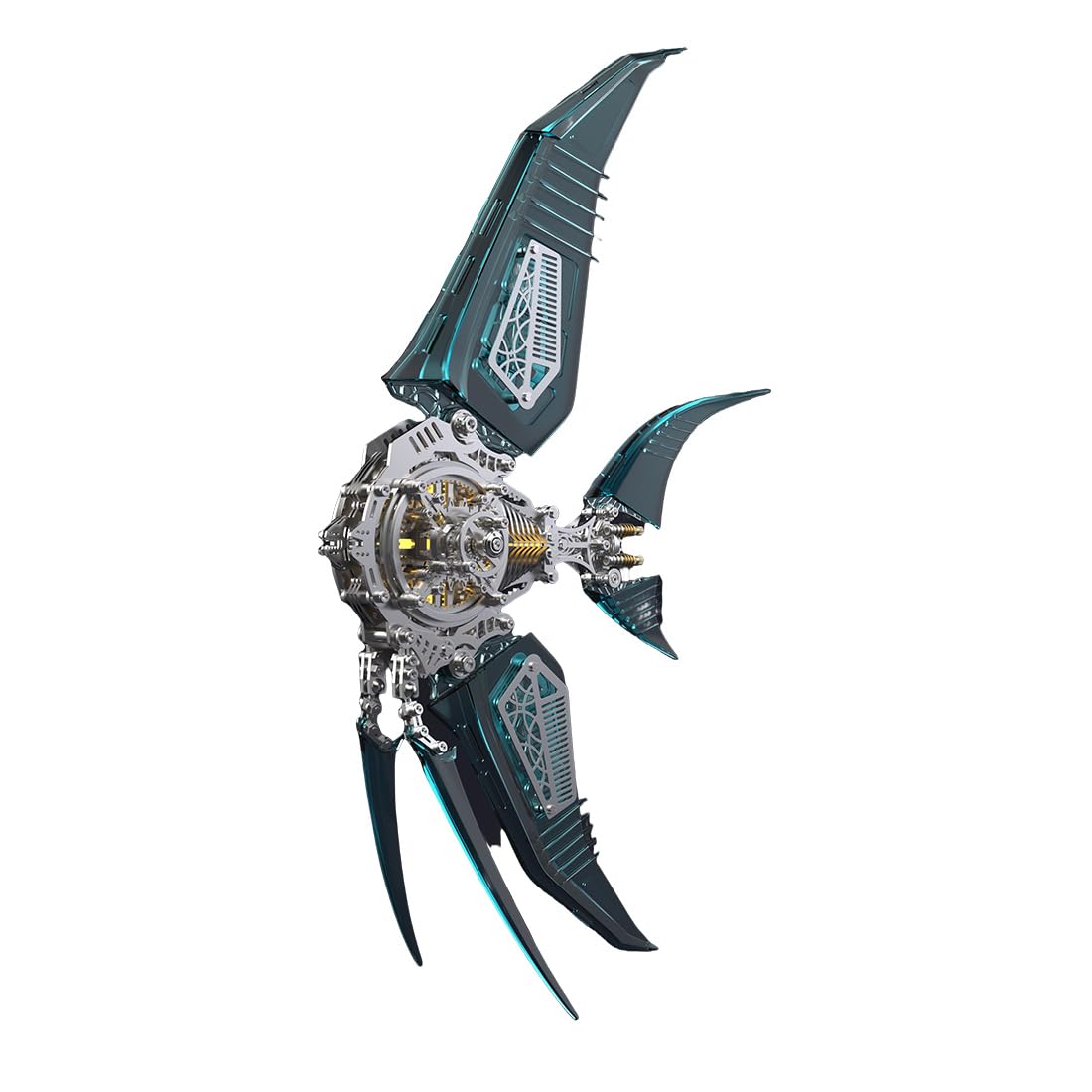 3D Metal Puzzle for Adults, 3D Metal Angelfish Model Kit with Fins, 529PCS 3D Steampunk Puzzle DIY Assembly Mechanical Angelfish Jigsaw Puzzle Animal