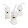 Fun Express Ghost Shape Cups with Straw, Set of 12 Pieces, White
