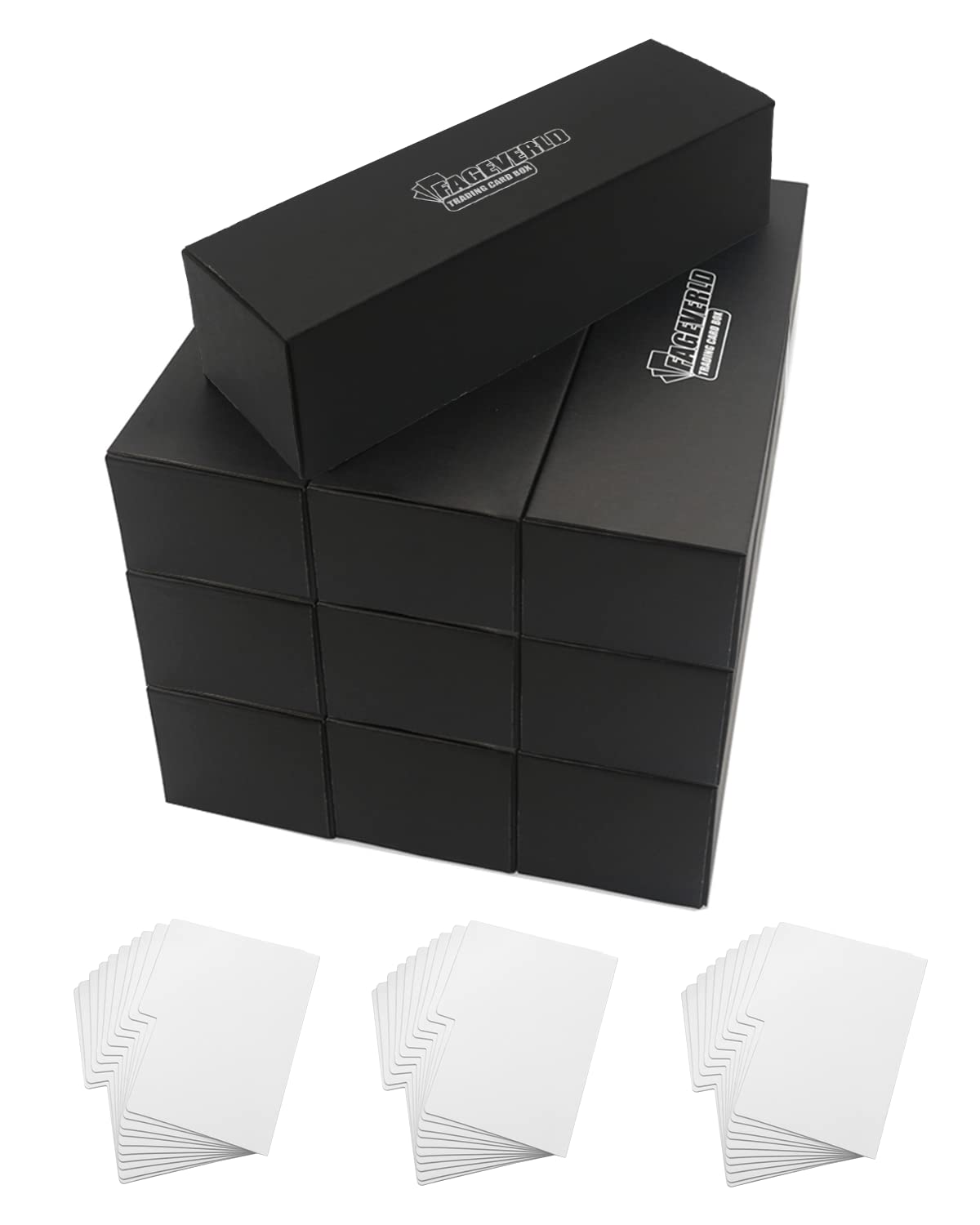 Fageverld Trading Card Storage Box with Dividers, 10 Count Cardboard Collector Boxes for Sports Baseball Mtg, Black